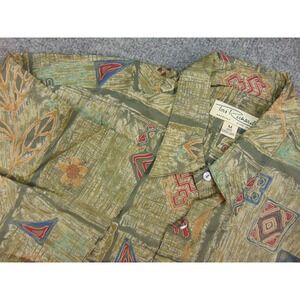 Tori Richard Shirt Mens Medium Green Abstract Geometric Cotton Lawn Aloha Beach